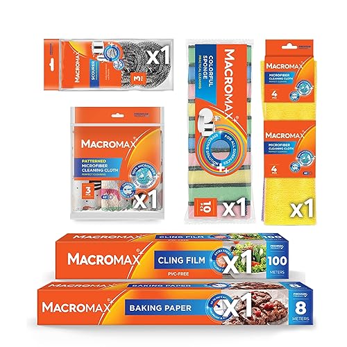 Kitchen Cleaning Kit with Sponges Cloths Scourers Cling Film Baking Paper Household Supplies Set