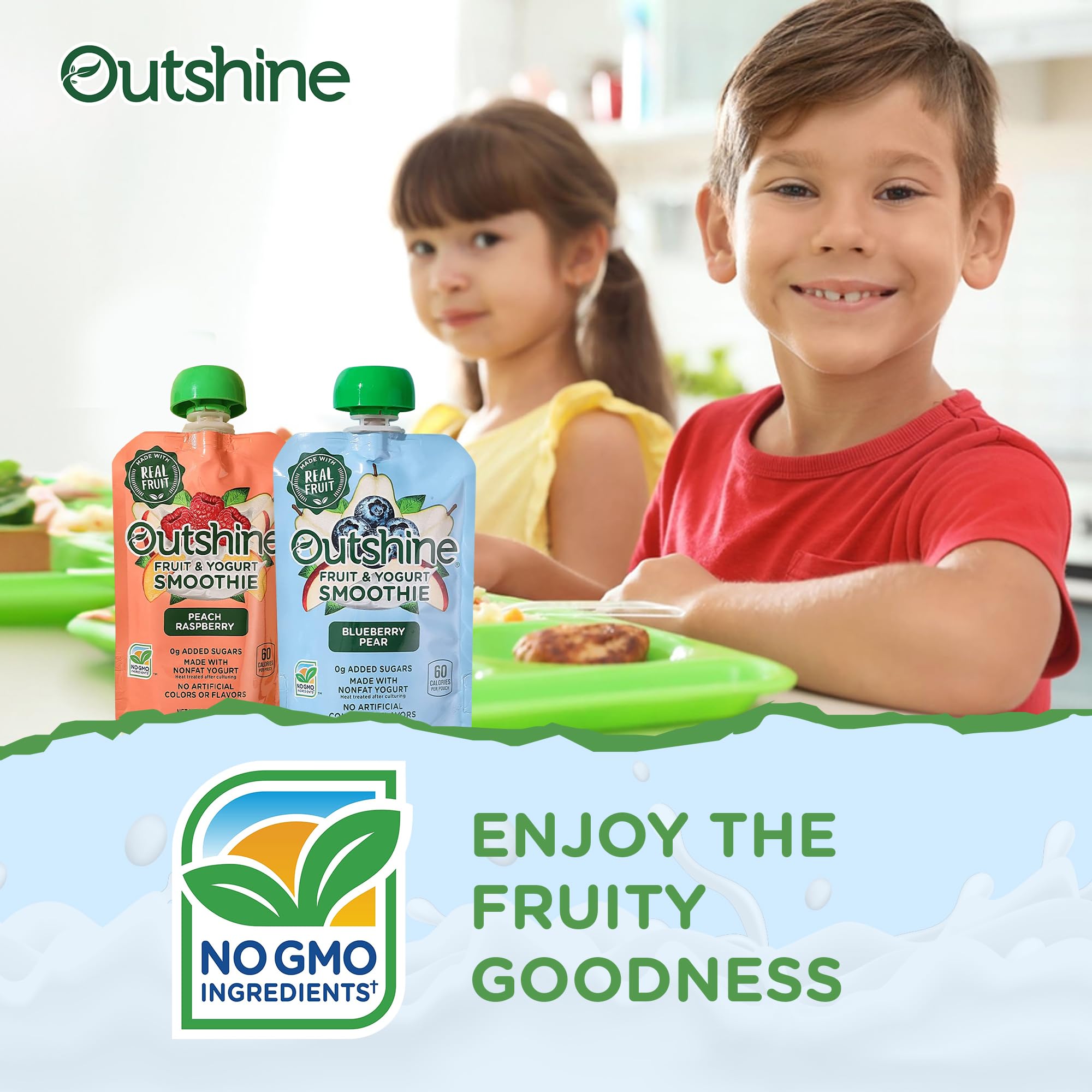 Outshine Fruit Smoothie Pouches Variety Pack - Ready-to-Drink Smoothies -Perfect for Kids and Adult On-the-Go -Fruit & Yogurt Pouches for Snacking