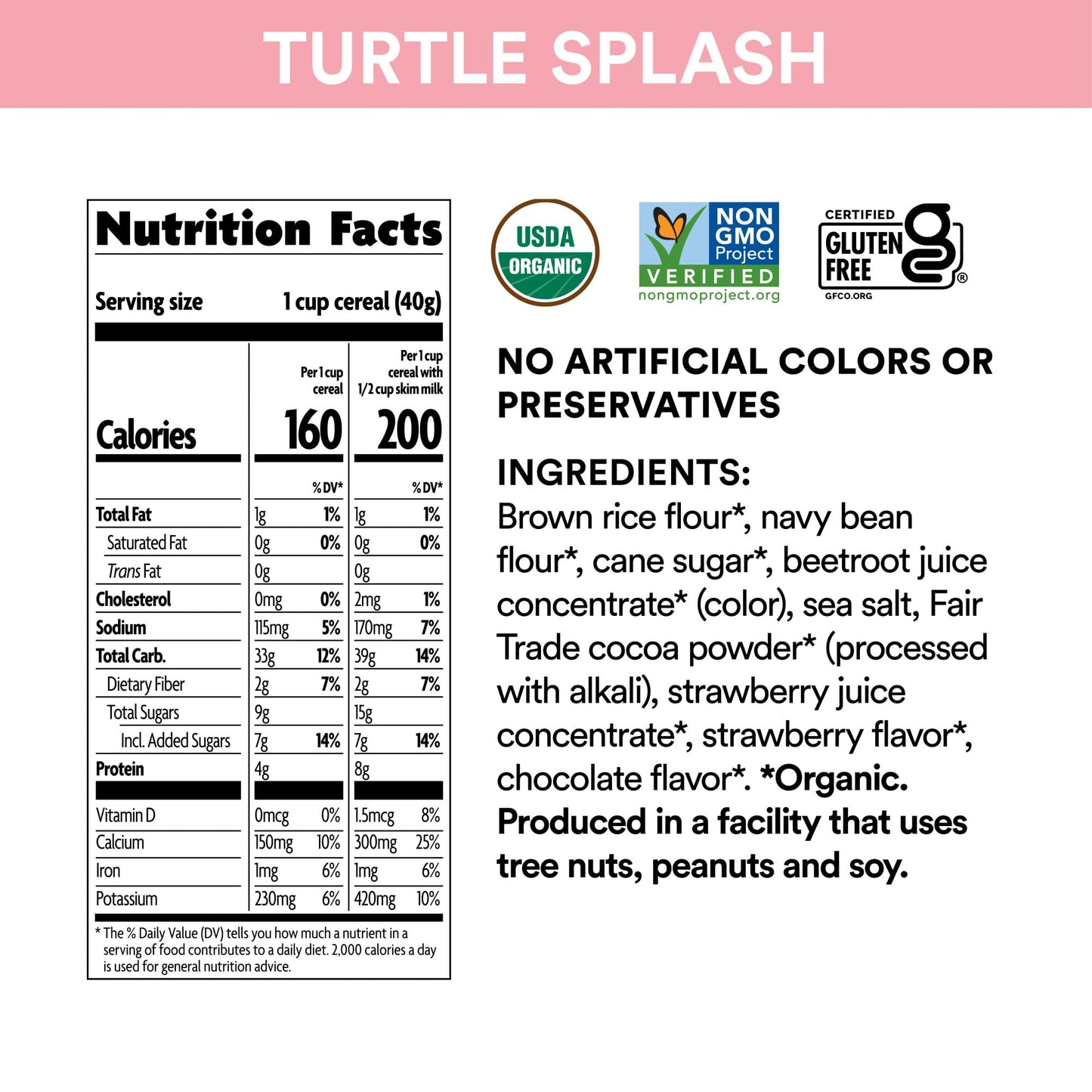 EnviroKidz Organic Turtle Splash Cereal, 10 oz (Pack of 1), Strawberry & Chocolate, Gluten Free, Non-GMO, Fair Trade, by Nature's Path