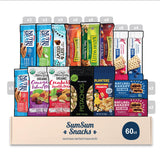 SumSum Snack Box - Healthy Mixed Care Package (60 Count) Gift Basket for Adult Teen Kid College Students - Crave Box for the Office, School, Work