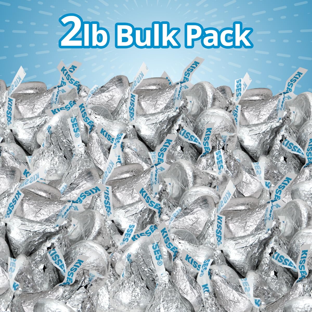 Bulk Milk Chocolate Candy 2 Pound Approx. 200 Pieces - Individually Wrapped Silver Foil Milk Chocolate Candy for Party Favors, Candy Buffets, Gifts