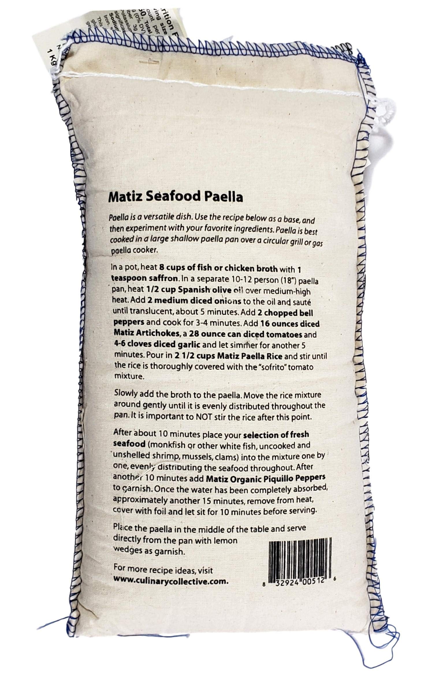 Matiz España Bomba Paella Rice from Spain (2.2 lbs.) Firm, Natural Spanish Grain | Round, Medium Short | Risotto and Arrow Negro | Gluten Free (1 bag)