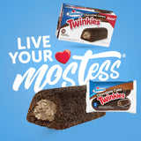 Hostess Chocolate Cake Twinkies, 10-Count Individually Wrapped Chocolate Sponge Cake Snack with Creamy Filling, Mini Cakes for On-The-Go Snacking