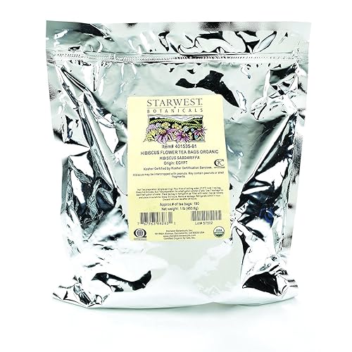 Starwest Botanicals Organic Hibiscus Flower Tea Bags, 1 Pound