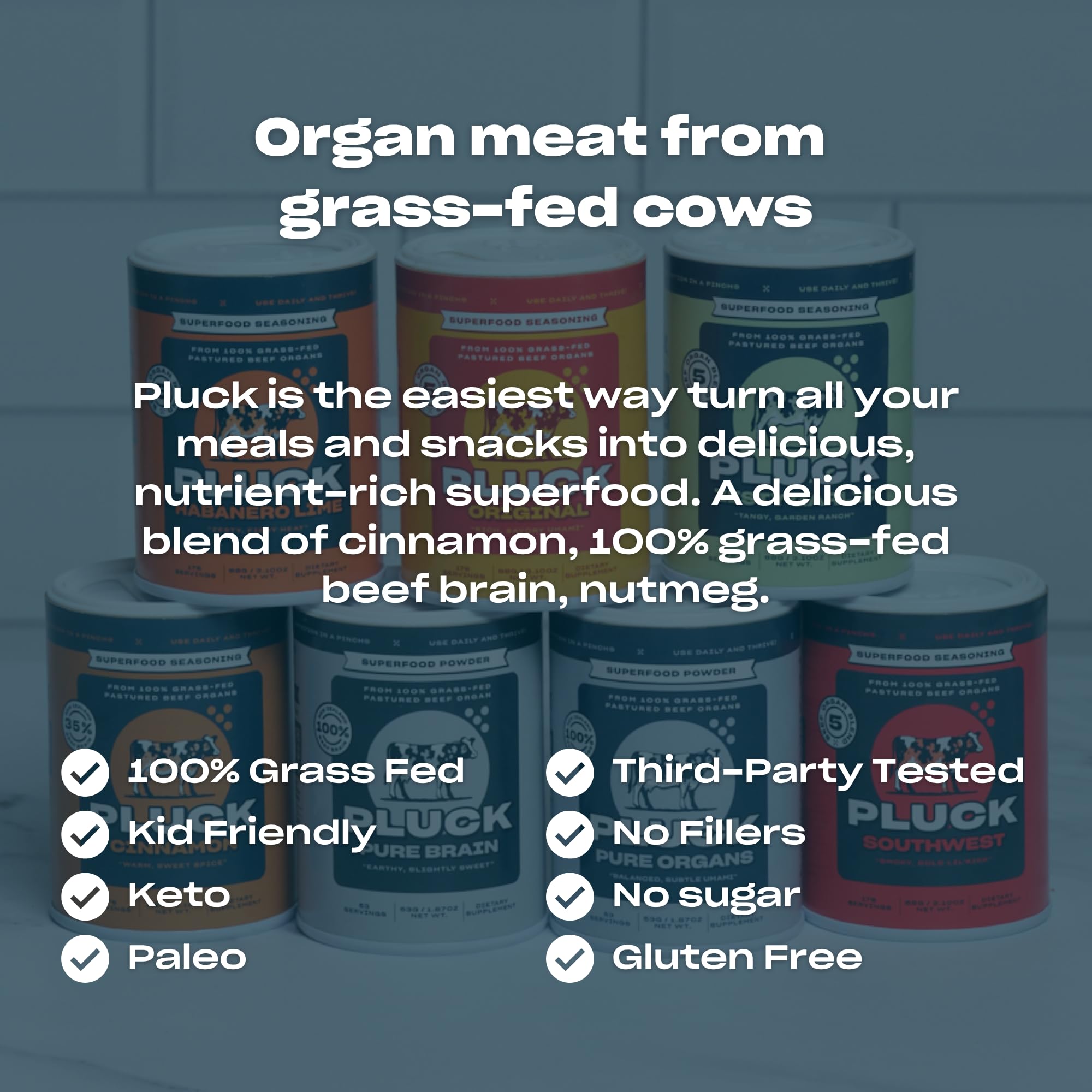 Pluck Cinnamon Organ Meat Blend Seasoning | From Grass-Fed & Grass-Finished Pastured Beef Brain | As Seen on ABC’s Shark Tank | 176 Servings
