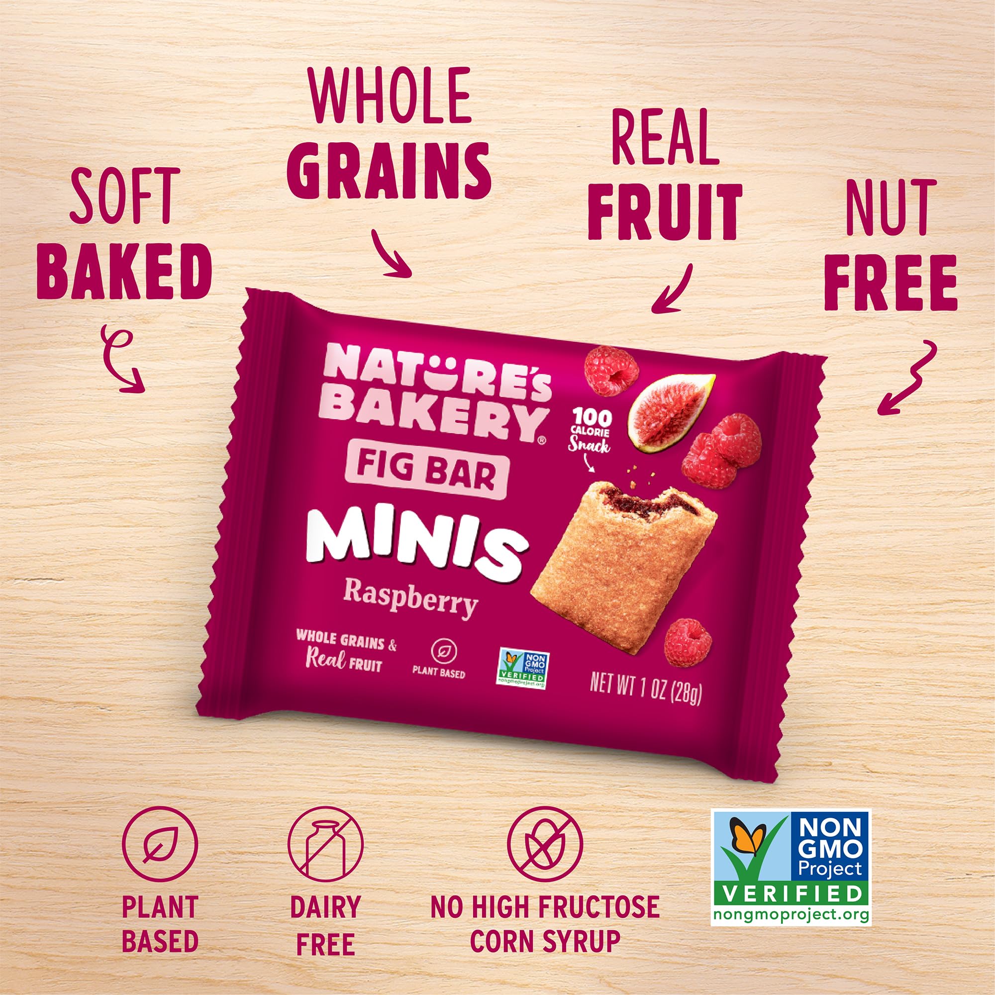 Nature's Bakery Fig Bar Minis, Raspberry, Whole Grain, Vegan Friendly, Kosher, Non-GMO, 10 Ounce (Pack of 6)