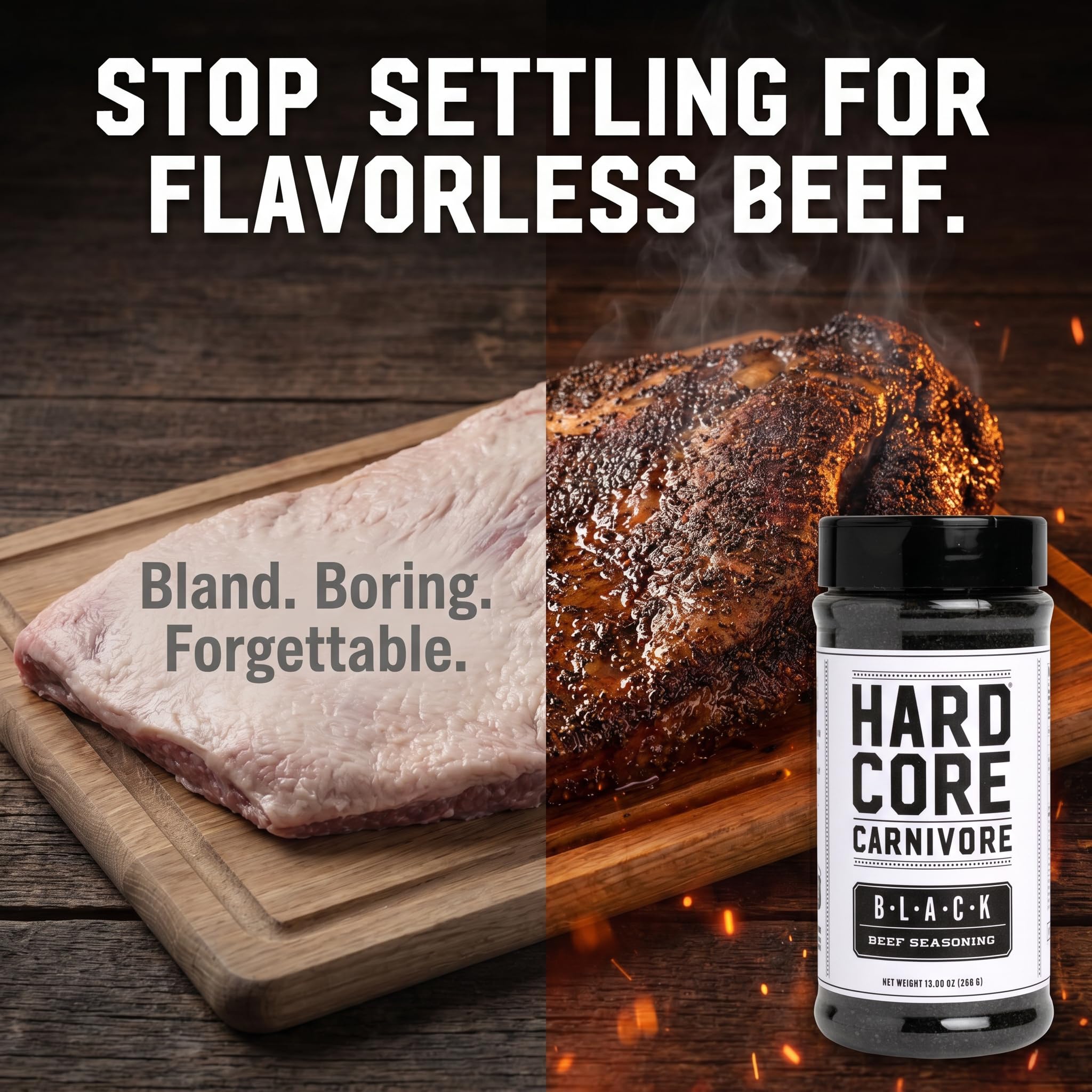 Hardcore Carnivore Black Bar-B-Q Rub Seasoning - 13 oz Bottles (Pack of 2) - For Burger and Steak - Bbq Rub Seasoning with Bag Clip