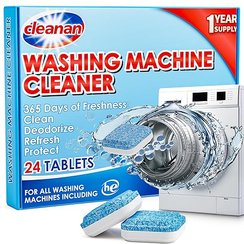 Washing Machine Cleaner Tablets - 24 Pack for Year-Round Deep Clean of Washer Machine, Suitable for HE, Top Load & Front Load Washer Cleaner, Grime