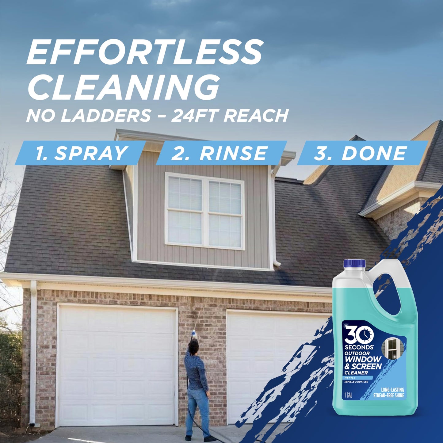 30 SECONDS Outdoor Window & Screen Concentrated Cleaner for Glass, Patio Doors, Fiberglass, Furniture - No Screen Removal Required, Spray & Rinse