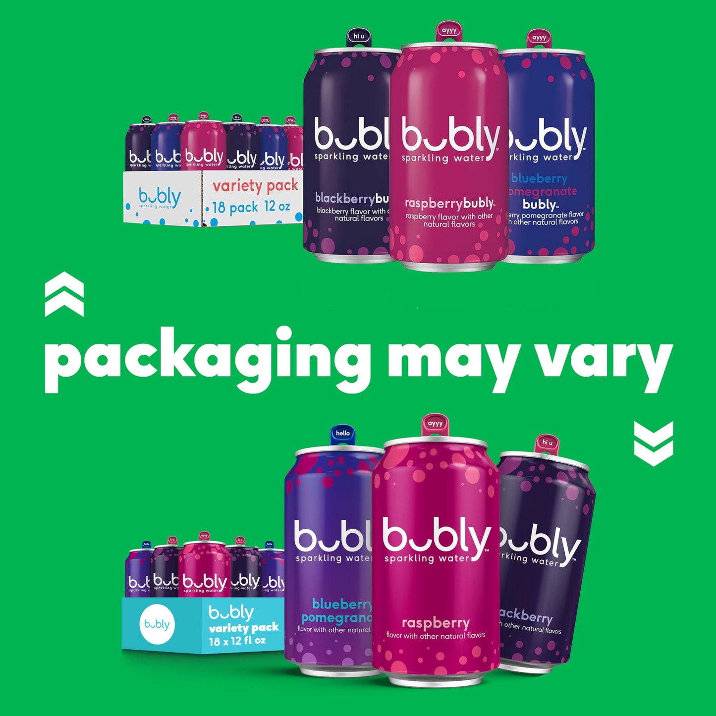 bubly, Triple Berry Variety Pack (Blackberry, Raspberry, Blueberry Pomegranate), Zero Sugar & Zero Calories, 12 Fl Oz Cans (Pack of 18)