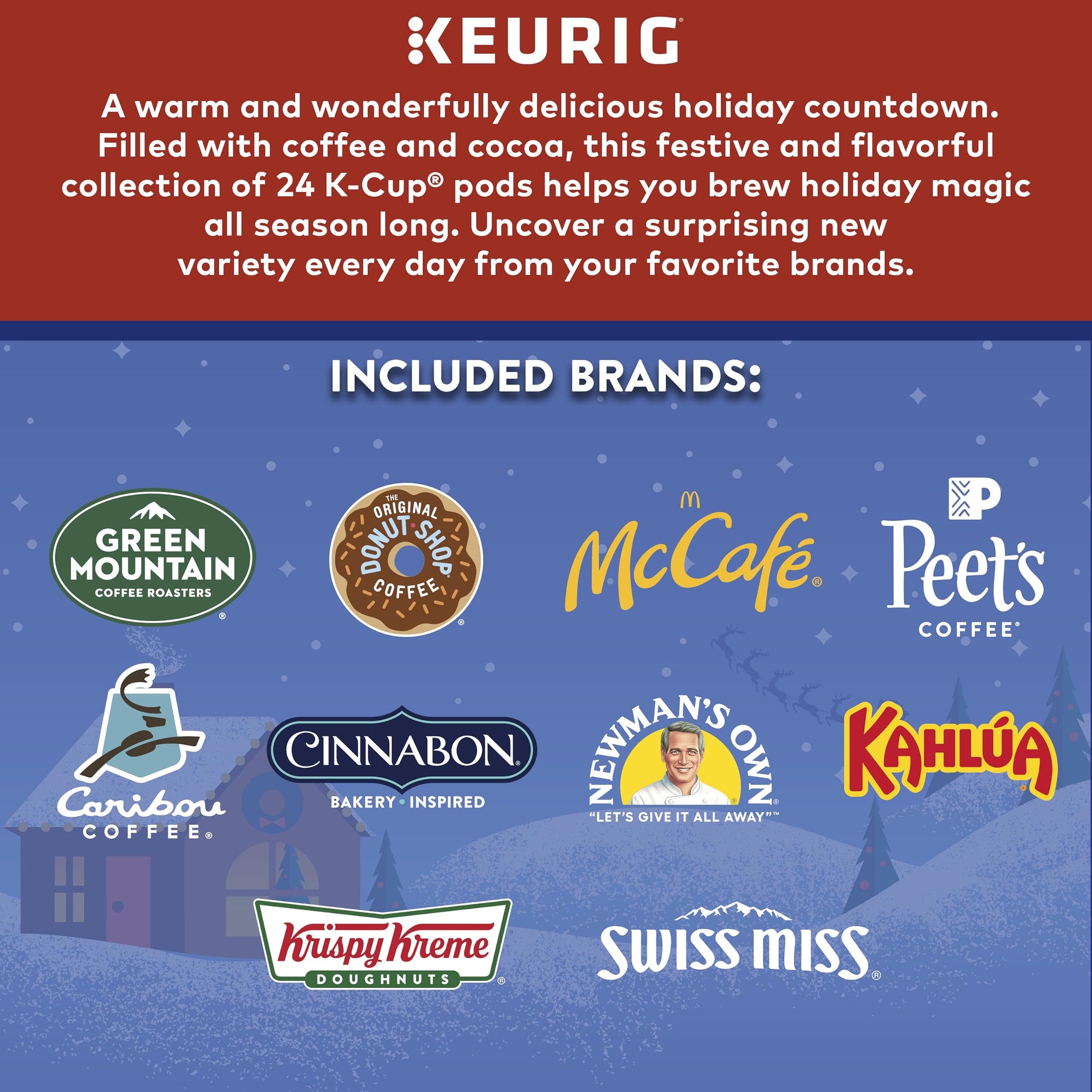 Keurig Advent Calendar Variety Pack, Single Serve K-Cup Pods, 24 Count
