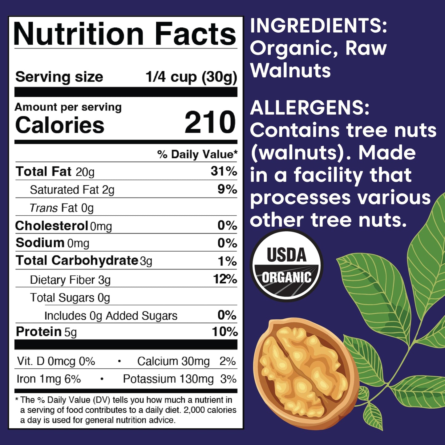 Wilderness Poets California Walnuts - Organic, Raw, Chandler Heirloom Variety - Golden, Blonde Halves, Bulk Size (32 Ounce - 2 Pound)