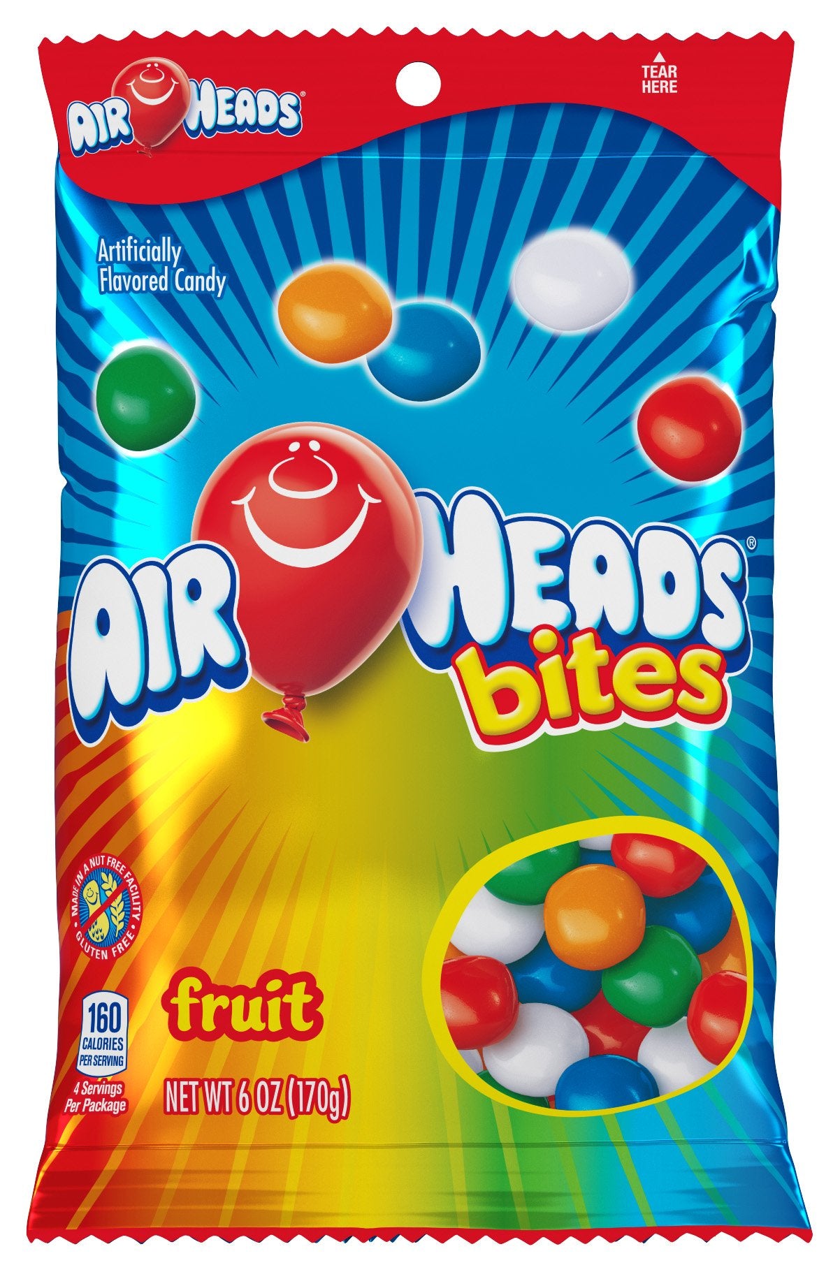 AirHeads Bites Peg Fruit Bag, Party, 6 Ounce