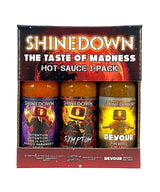 Shinedown Mini Hot Sauce Variety Pack Gift Set, Taste Of Madness 3pc 1.75 oz - Symptom, Devour, Attention Attention This Is Hot - All Natural Hot