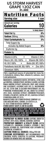 STORM Harvest Grape, Fitness & Wellness Energy Drink, 12 Fl Oz (Pack of 12)