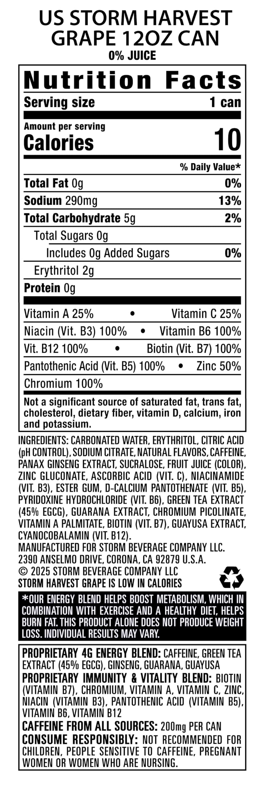 STORM Harvest Grape, Fitness & Wellness Energy Drink, 12 Fl Oz (Pack of 12)