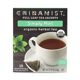 CHINAMIST Simply Mint Herbal Tea Sachets, Organic Peppermint & Spearmint, Caffeine Free, Full Leaf, Biodegradable Sachets, 15 Count (Pack of 1)