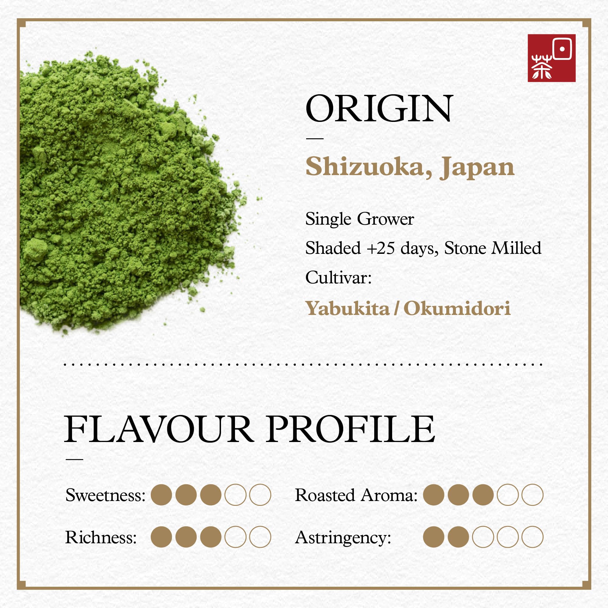 Ocha & Co. Shizuoka Organic Matcha - Ceremonial Grade - ECO JAS Organic Certified - Japanese First-Harvest Matcha Green Tea Powder, Traditionally