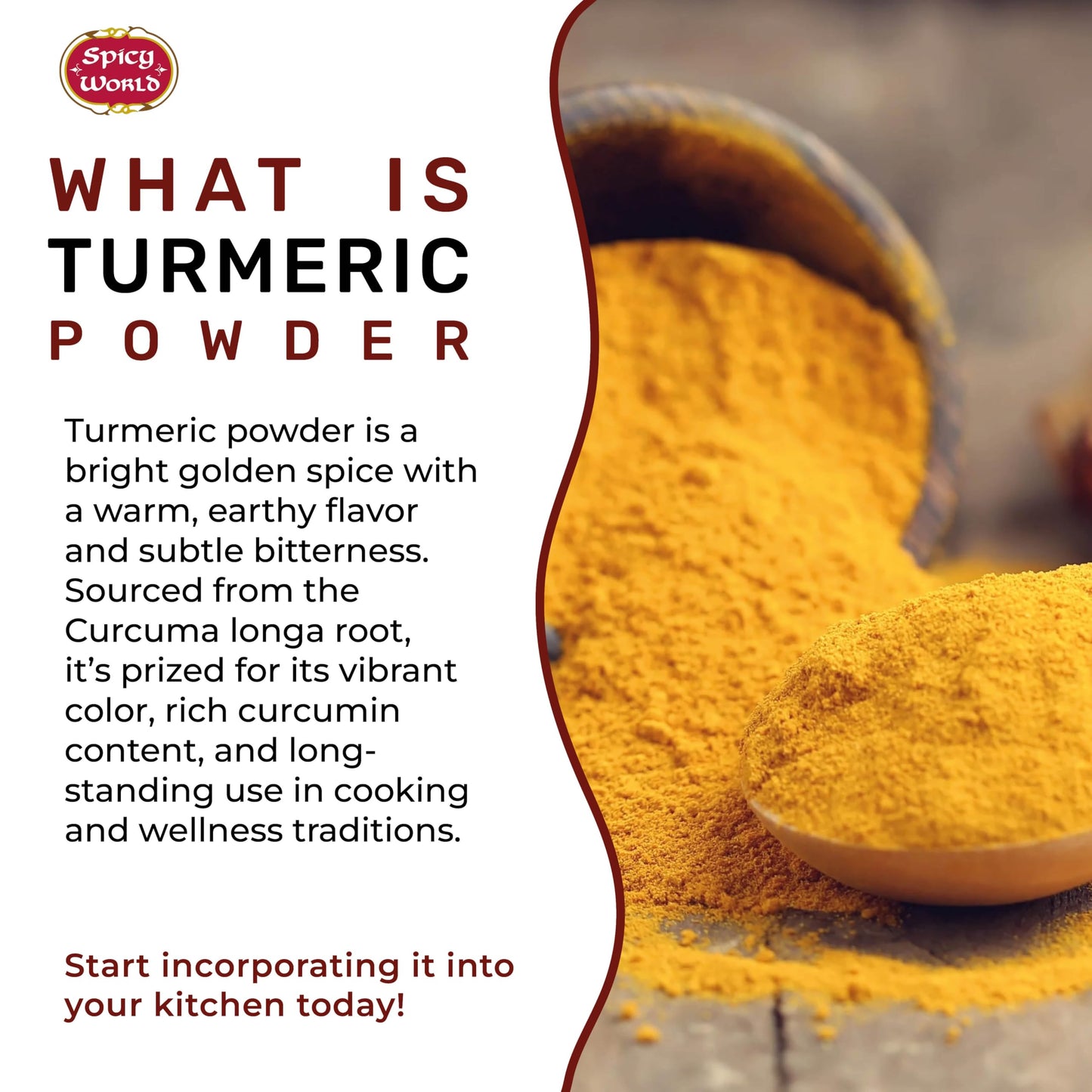 Spicy World Turmeric Powder 5 LB Jar - Gluten Free, Bulk Turmeric with Curcumin, Ground Haldi Spice for Cooking, Pure Curcuma Longa, Non-GMO