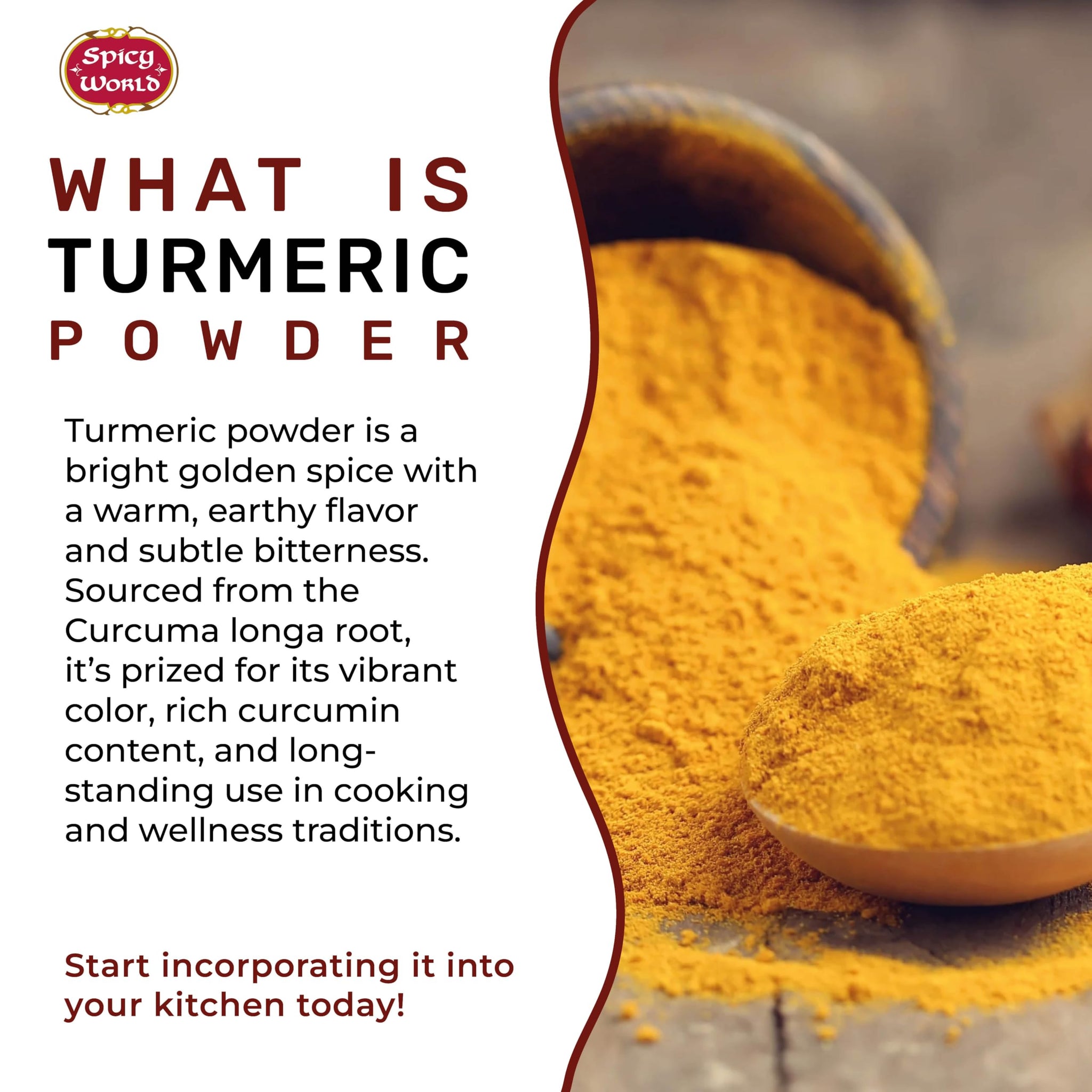 Spicy World Turmeric Powder 5 LB Jar - Gluten Free, Bulk Turmeric with Curcumin, Ground Haldi Spice for Cooking, Pure Curcuma Longa, Non-GMO