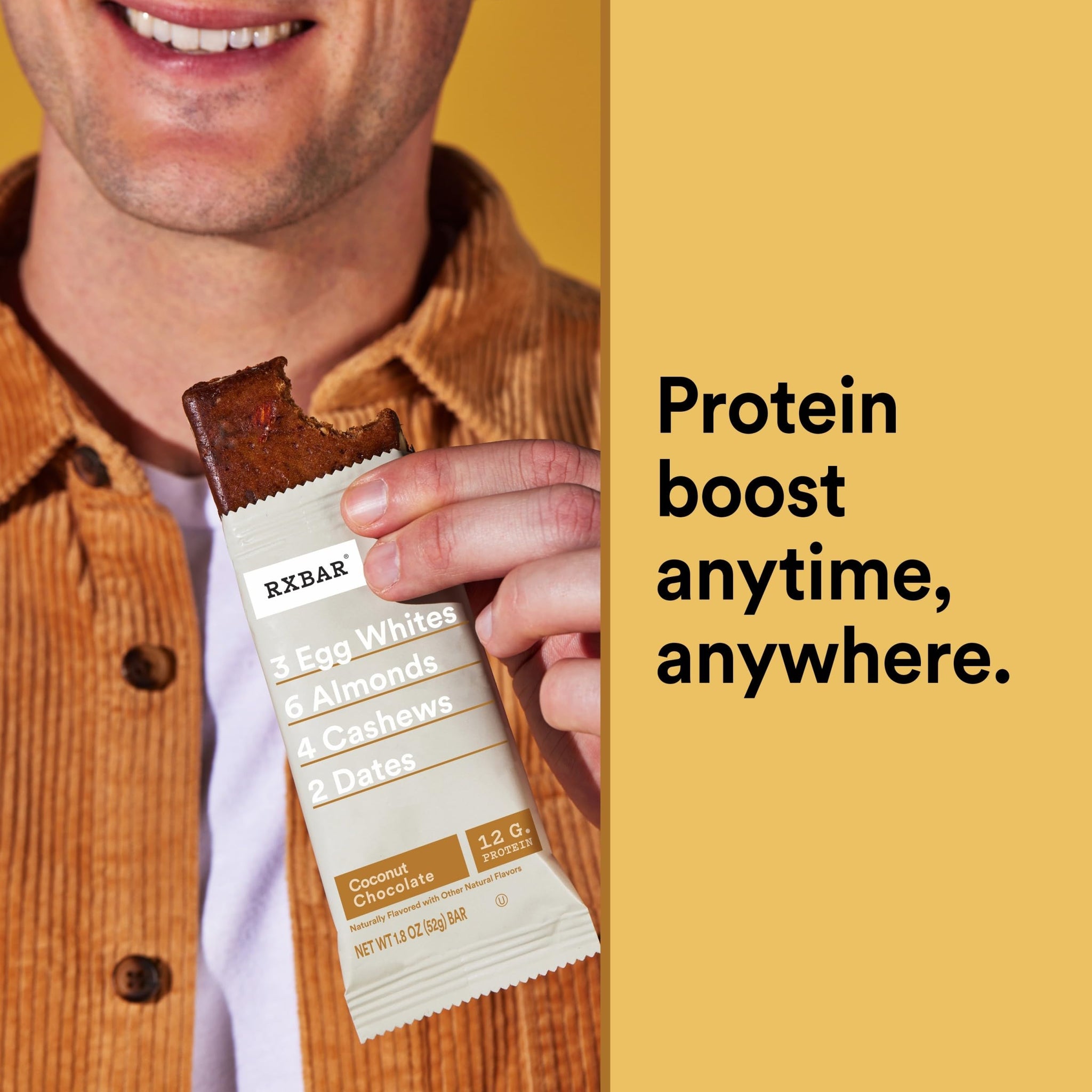 RXBAR Protein Bars, 12g Protein, Gluten-Free, Snacks, Coconut Chocolate, 9.1oz Box (5 Bars)