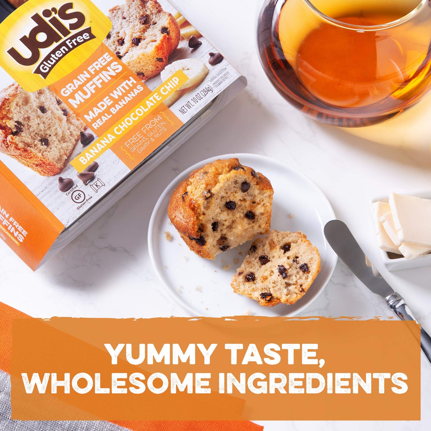 Udi's Gluten Free Banana Chocolate Chip Muffins, Frozen, 10 oz. 4-Count