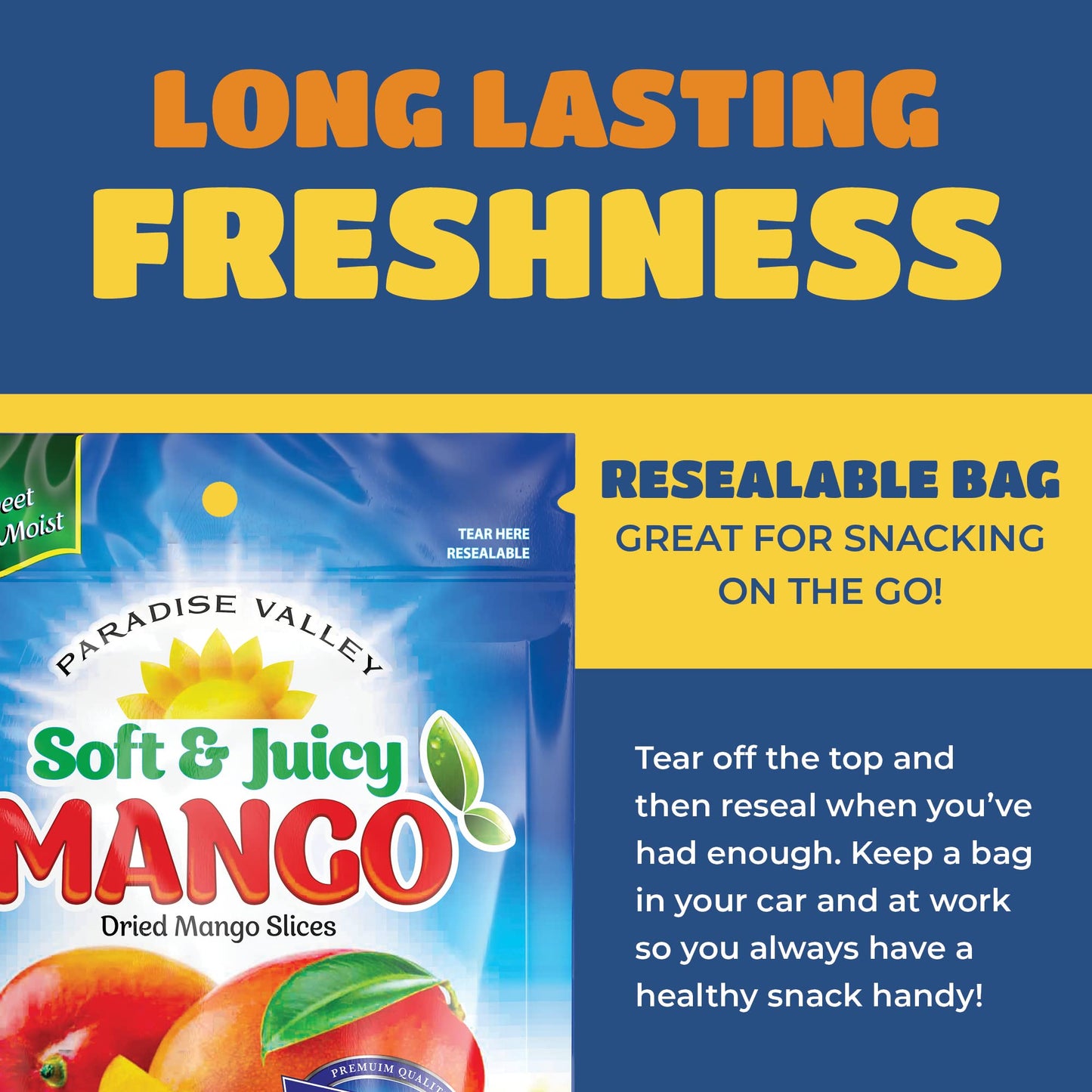 Dried Mango Slices - Delicious Texture Soft & Juicy Low Sugar Added Dried Mango - Naturally Ripened Mangos Dried Fruits - Gluten Free Dry Mangoes