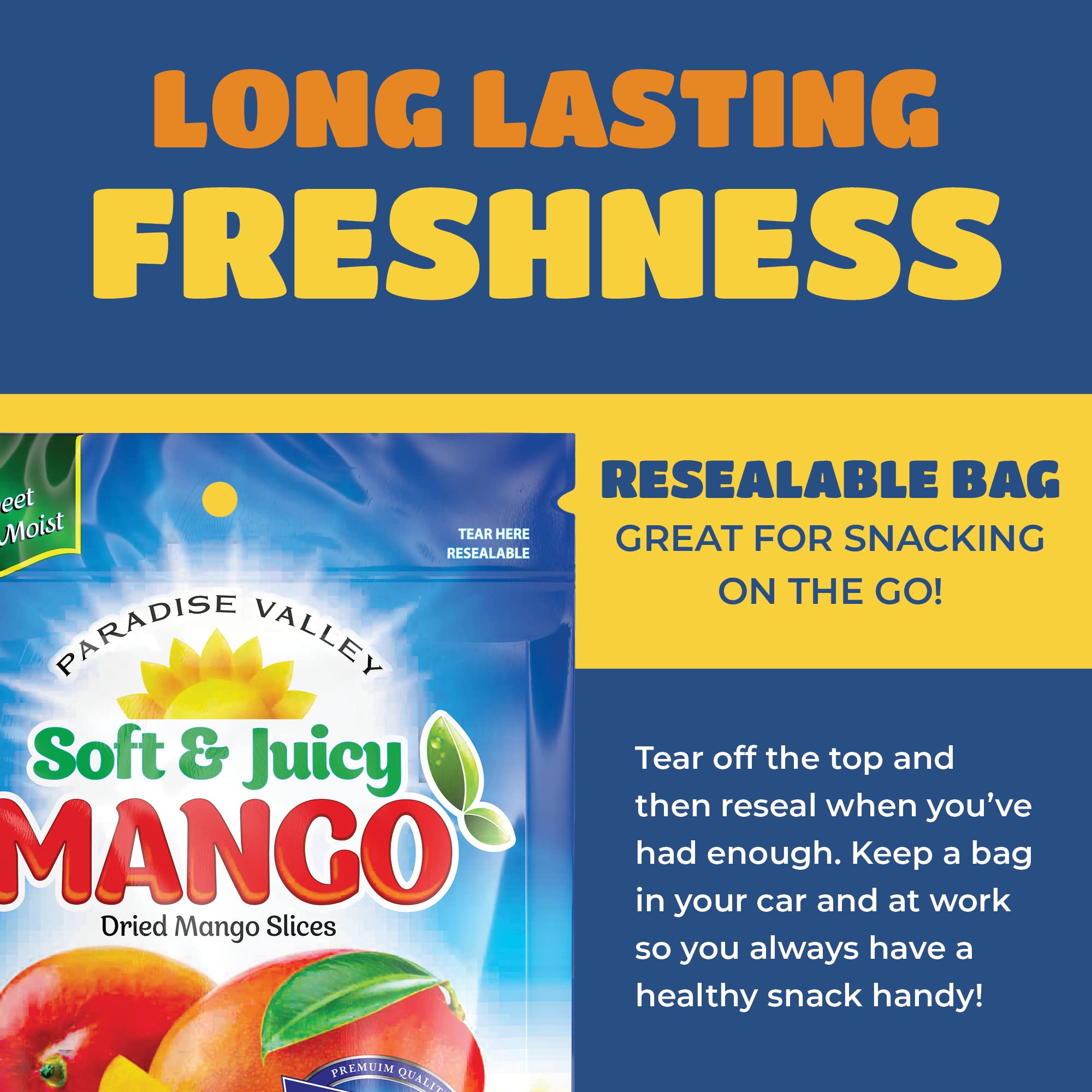 Dried Mango Slices - Delicious Texture Soft & Juicy Low Sugar Added Dried Mango - Naturally Ripened Mangos Dried Fruits - Gluten Free Dry Mangoes