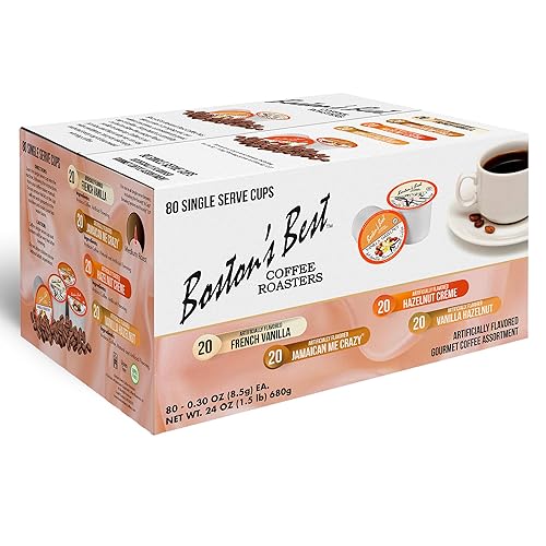 Boston’s Best Coffee Roasters Single Serve Cups - Assorted Coffee Pods - French Vanilla, Jamaican Me Crazy, Hazelnut Crème & Vanilla Hazelnut - 80 Ct