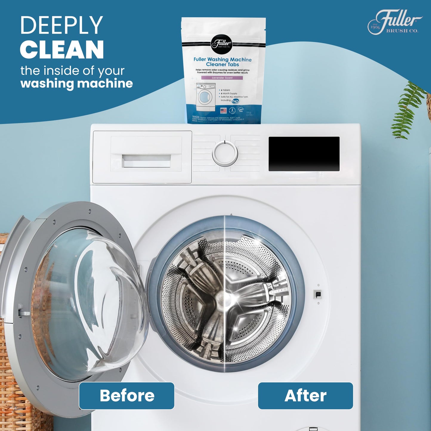 Fuller Washing Machine Cleaner Tablets - Washer Cleaner for Front Load, Top Load - Removes Odor, Dirt, Grime, Lavender Scent, Septic Safe (Pack of 4)