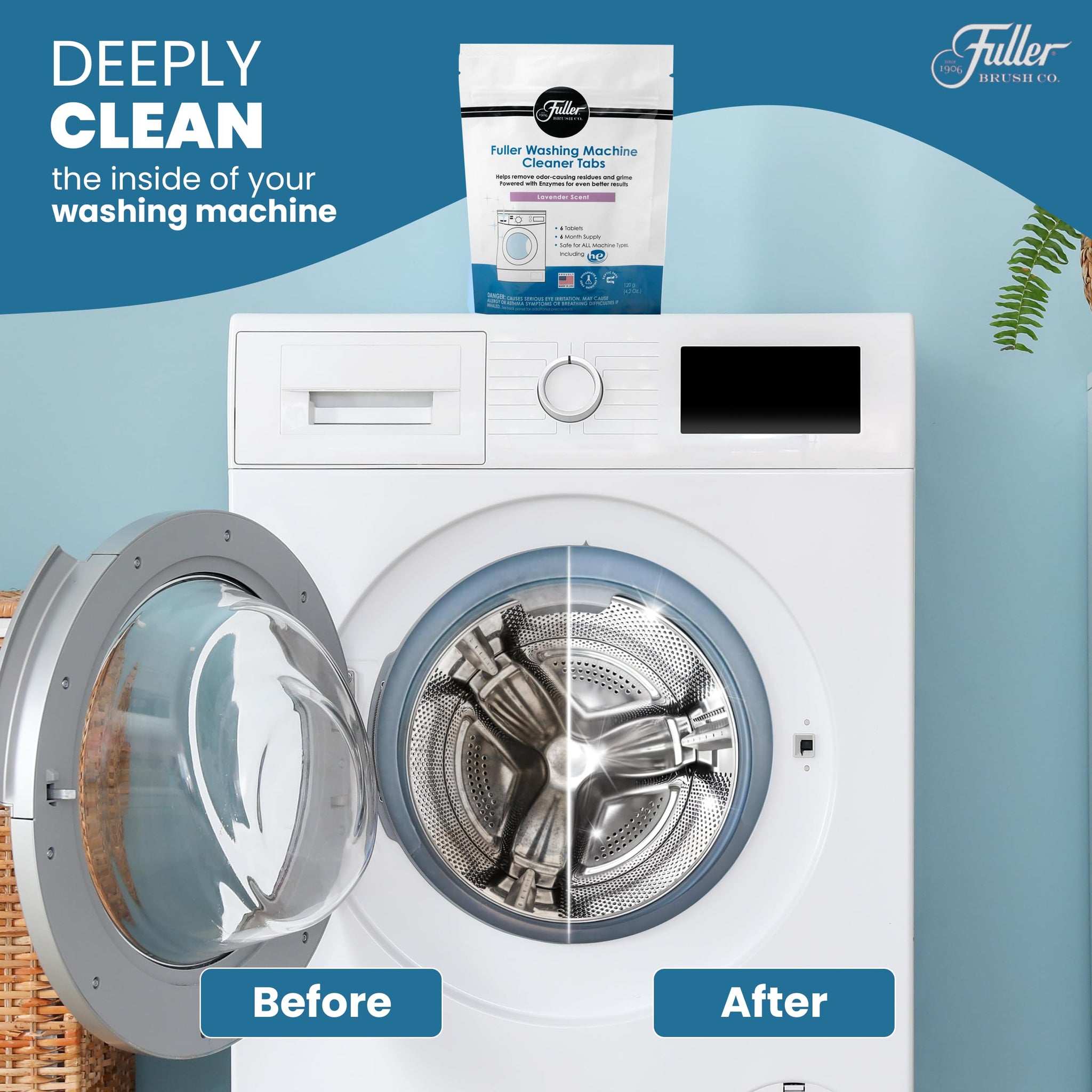 Fuller Washing Machine Cleaner Tablets - Washer Cleaner for Front Load, Top Load - Removes Odor, Dirt, Grime, Lavender Scent, Septic Safe (Pack of 4)