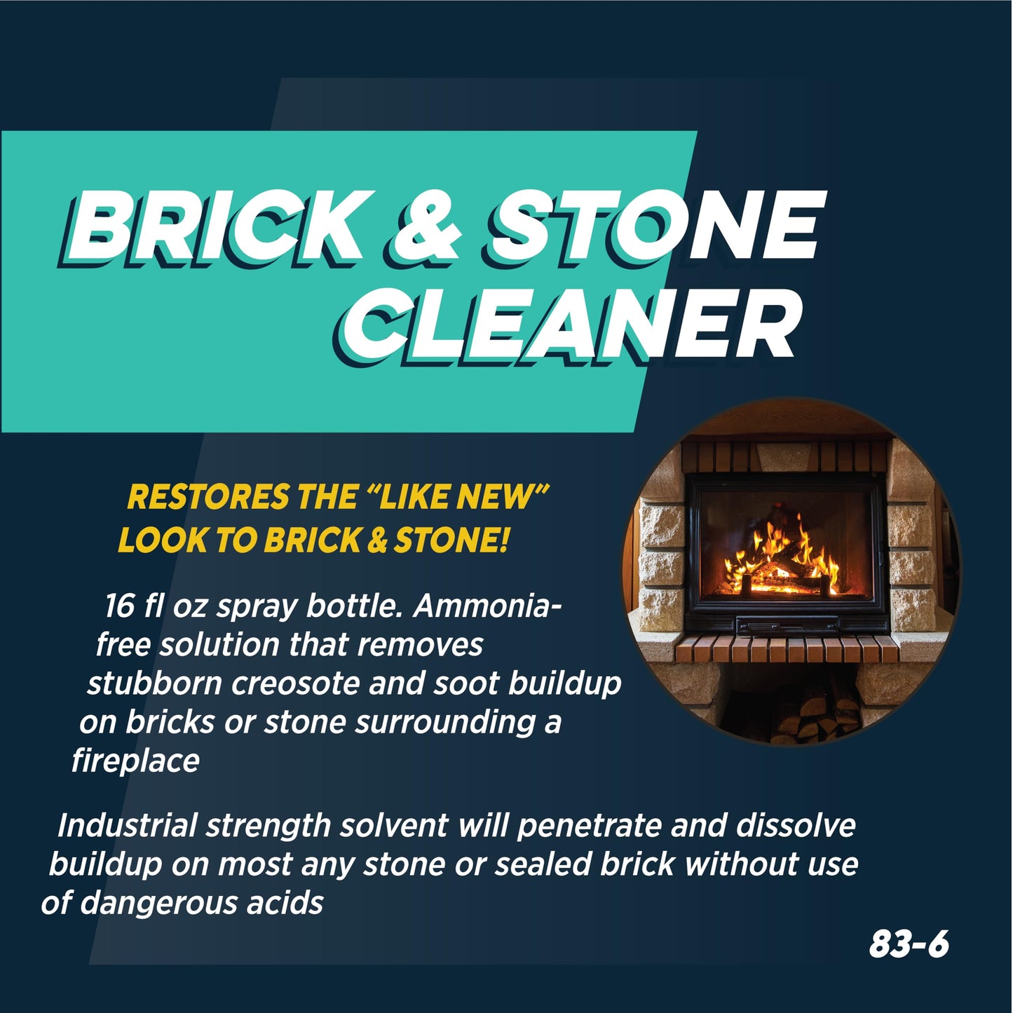 Rutland Brick and Stone Cleaner for Fireplace, Fire Brick, Terracotta, Marble & Porous Masonry - Non-Abrasive Industrial Emulsifier Cleaning Solution