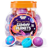 30 Planet Gummies, Novelty Space Candy with Jelly Filling, Individually Wrapped Blueberry Flavored Gummy Balls, By 4YoreElves (19 oz)