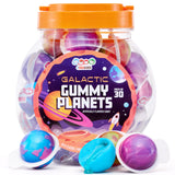30 Planet Gummies, Novelty Space Candy with Jelly Filling, Individually Wrapped Blueberry Flavored Gummy Balls, By 4YoreElves (19 oz)