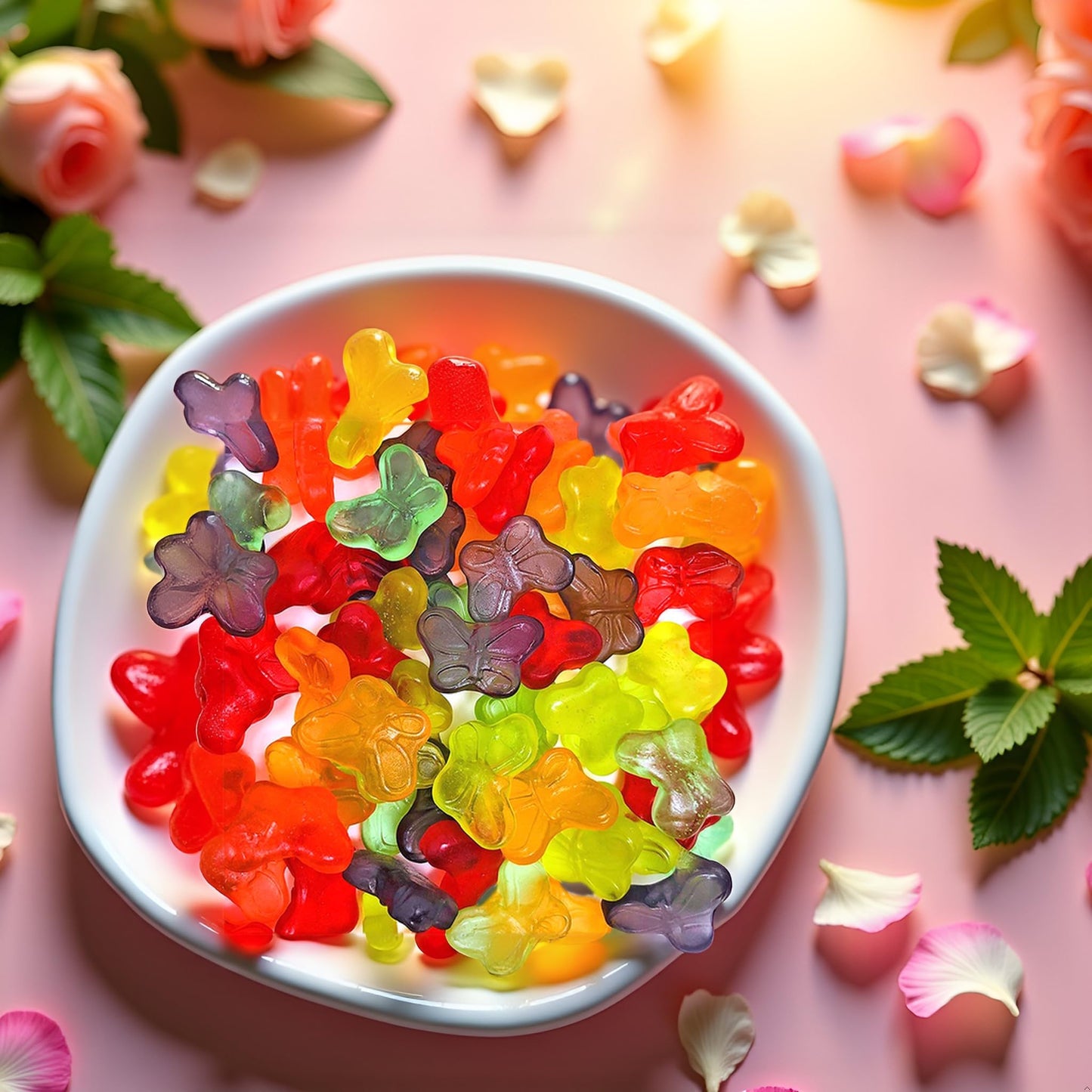 SweetGourmet Mini Butterflies Gummy, Assorted Fruit Flavors Candy, Fat Free, Gluten Free, 1.5 Pound Bulk Bag
