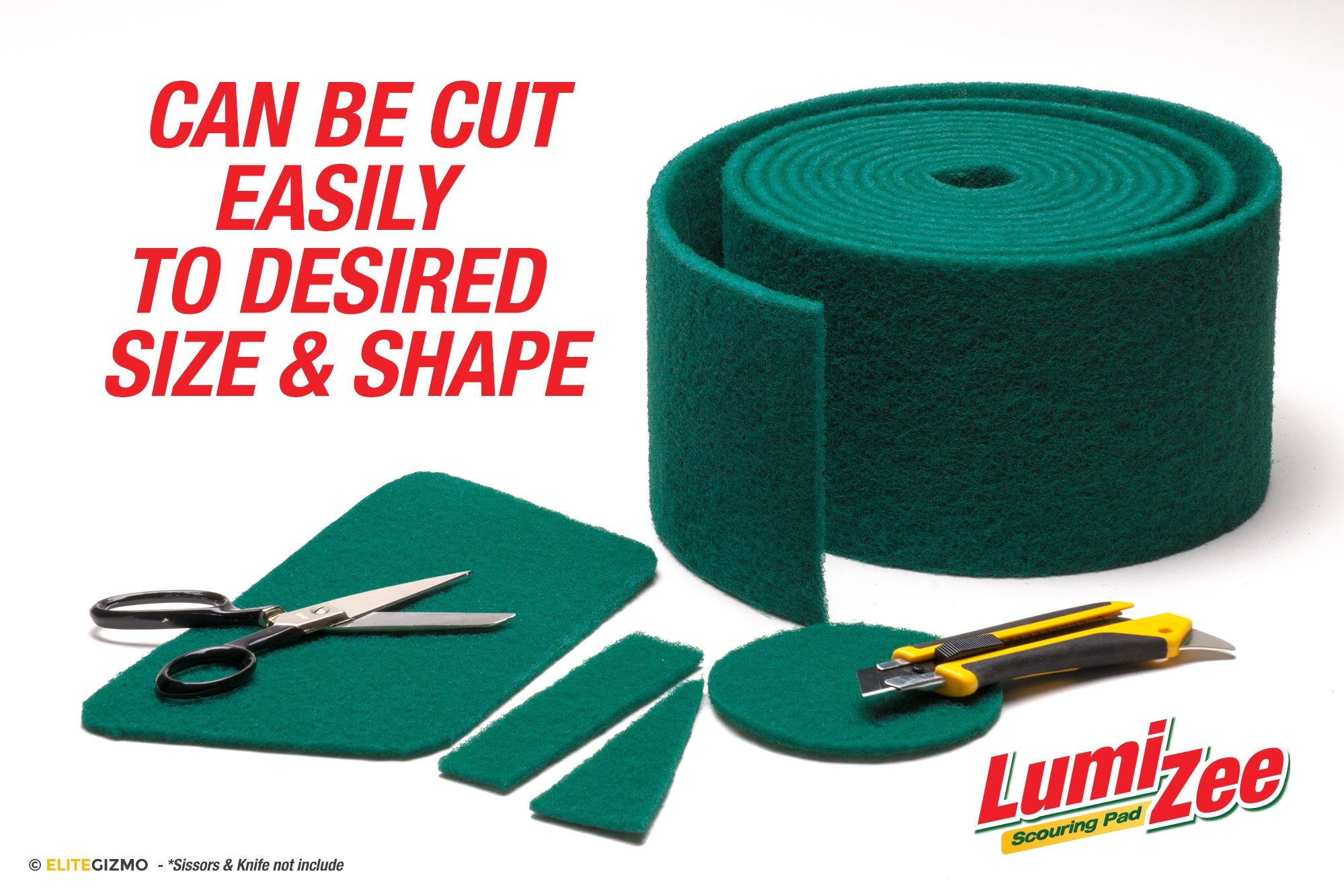 Green Scrubbing Pad Roll 19ft Economy Size Medium Duty Abrasive Scrub Sponge Scouring Pads 19ft x 6in x 0.3in (6m x 15cm x 8mm) Scrubby Tough Stains