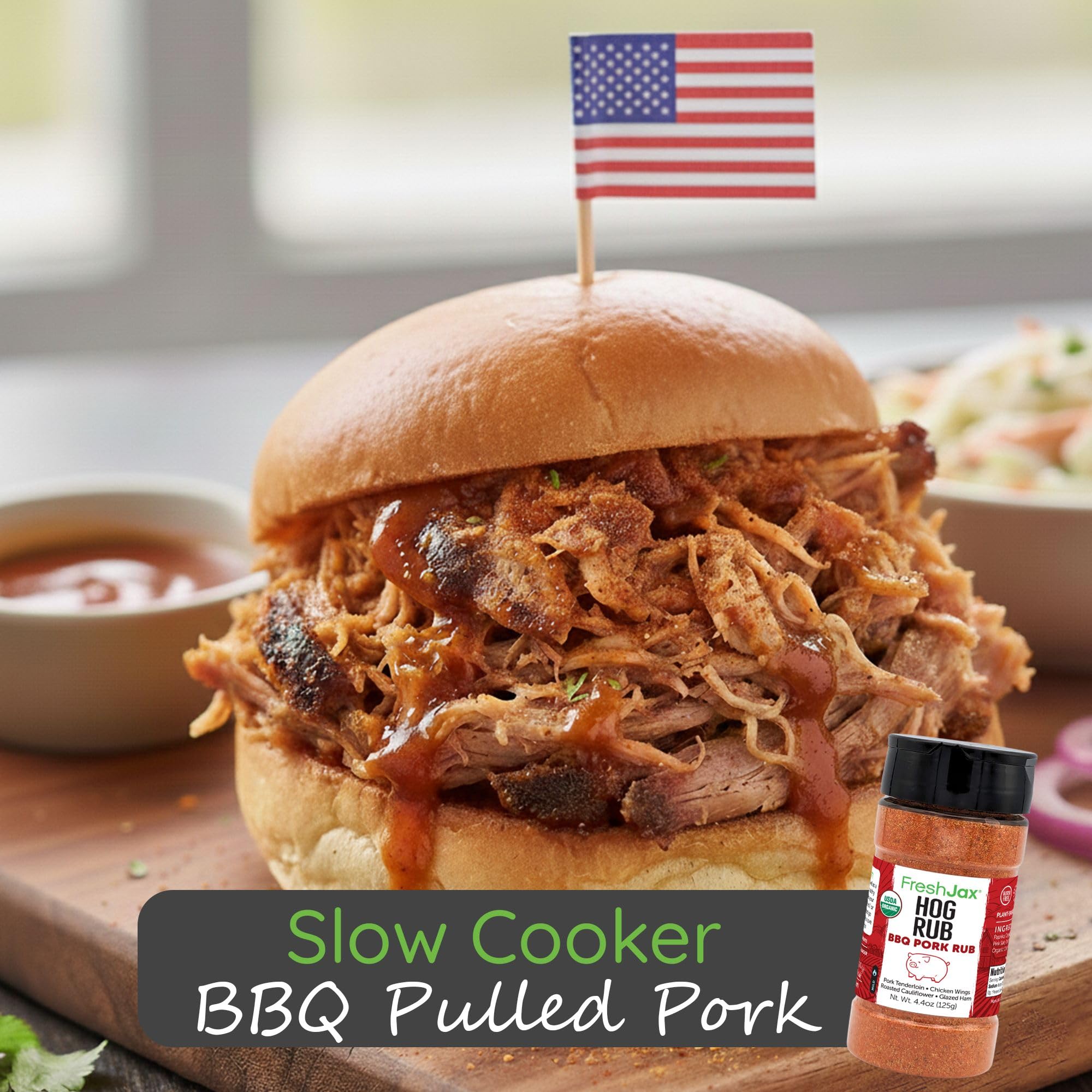 Organic Pork BBQ Seasoning, FreshJax Hog Rub Sweet Savory Smoked Rub 4.4oz