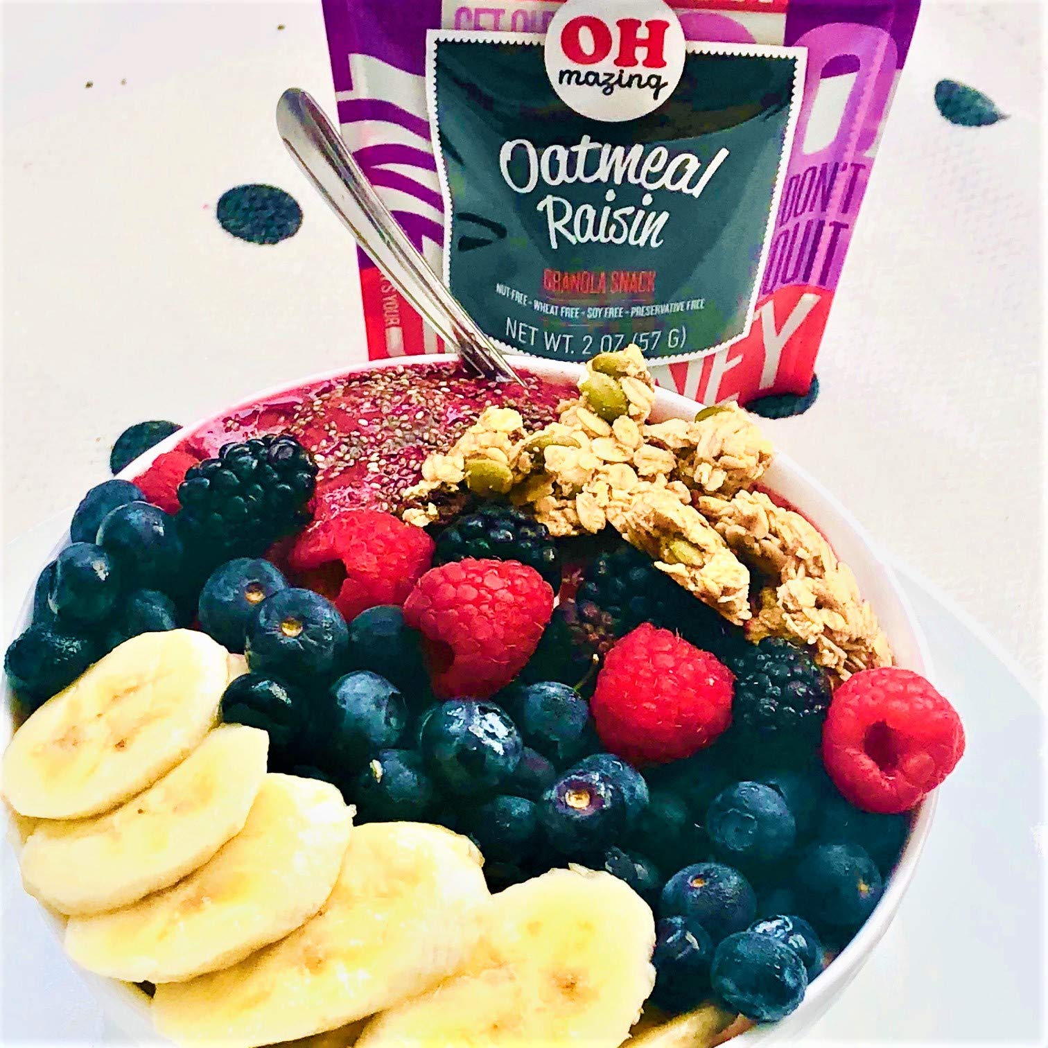 Oh-Mazing Granola Snack, Gluten-Free, Nut-free, No Soy, No Preservatives, Small Batch, 3 Count, 9 oz Bags (Oatmeal Raisin)