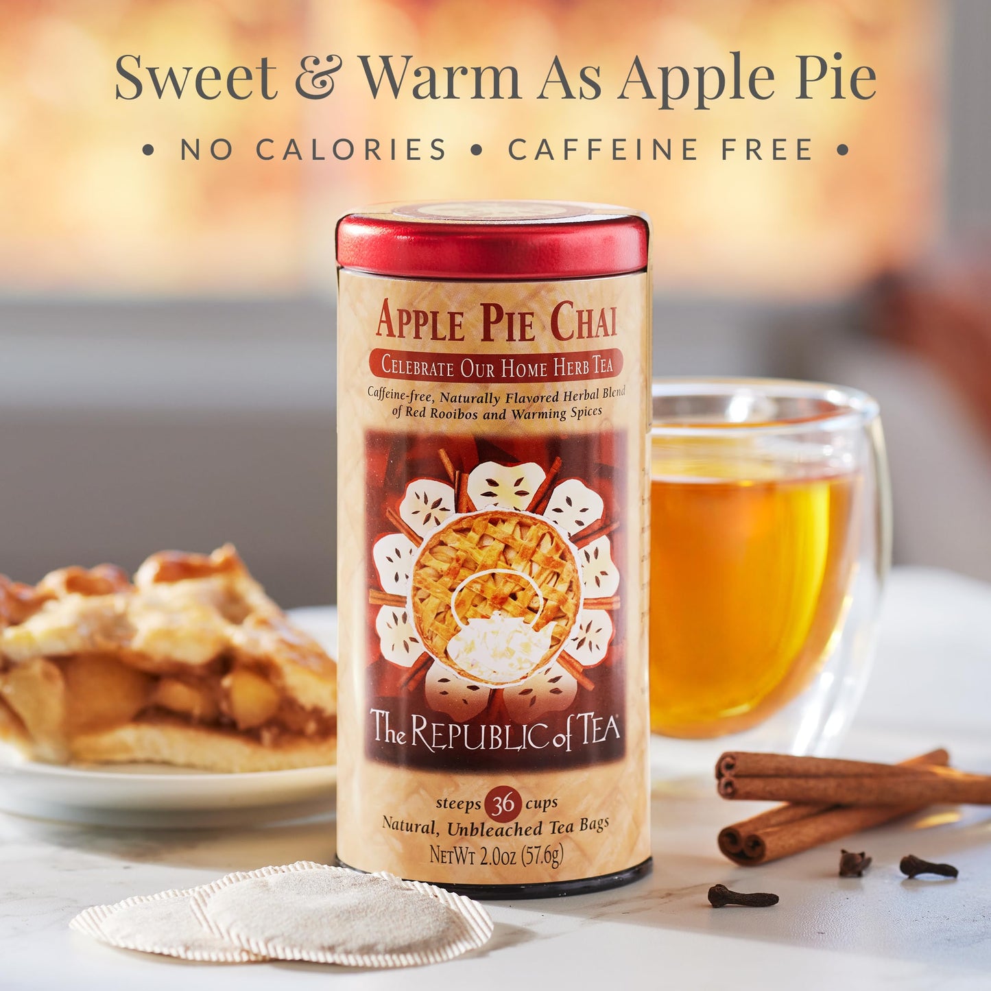 The Republic of Tea - Apple Pie Chai Herbal Tea, 36 Tea Bags