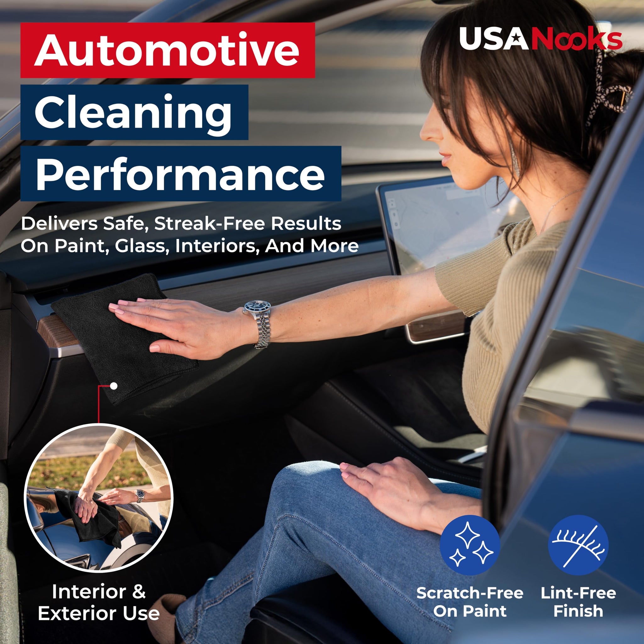USANOOKS Premium 300GSM Microfiber Cleaning Cloth - 12.5"x12.5" High Performance - 1200 Washes, Ultra Absorbent Microfiber Towels for Cars