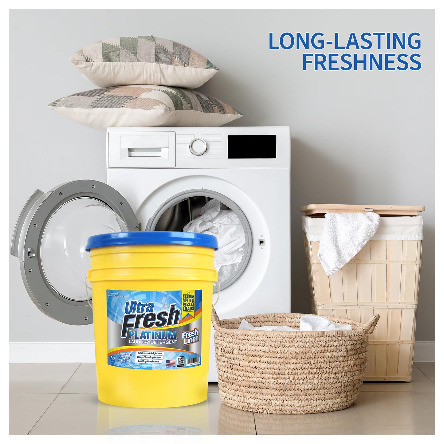 Ultra Fresh Platinum Liquid Laundry Detergent Washing Soap for All Machine Types, Up to 640 Loads, 5 Gal, Fresh Linen - Household Cleaning Supplies
