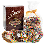 Asher's Chocolates, Chocolate Covered Pretzels Gift Basket, Holiday Assortment of Candy, Small Batches of Kosher Chocolate, Family Owned Since 1892