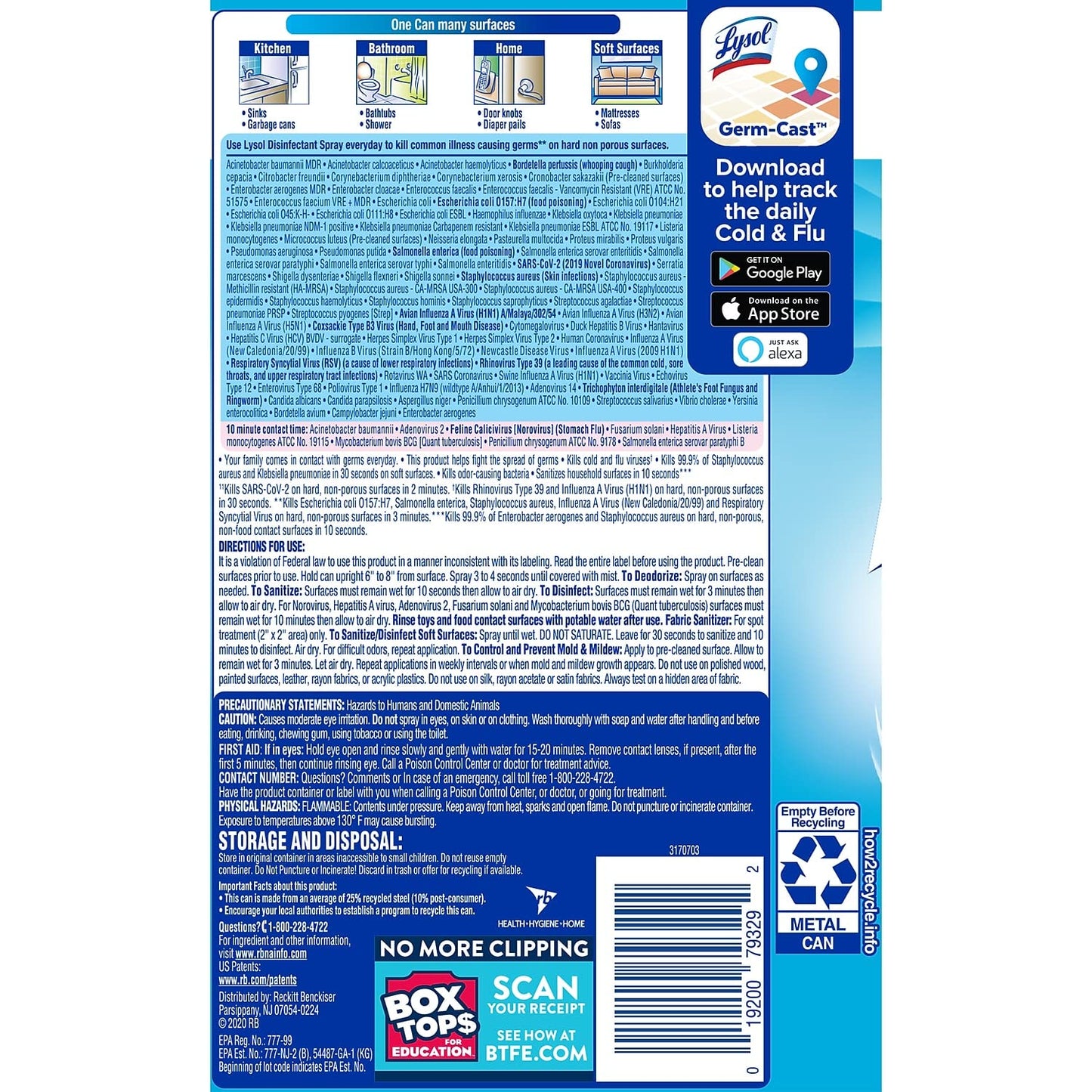 Lysol Disinfectant Spray, Household Essential Cleaning Supplies, Multi-Purpose Room Spray, Antibacterial Sanitizer Spray, Upholstery Deodorizer, Home
