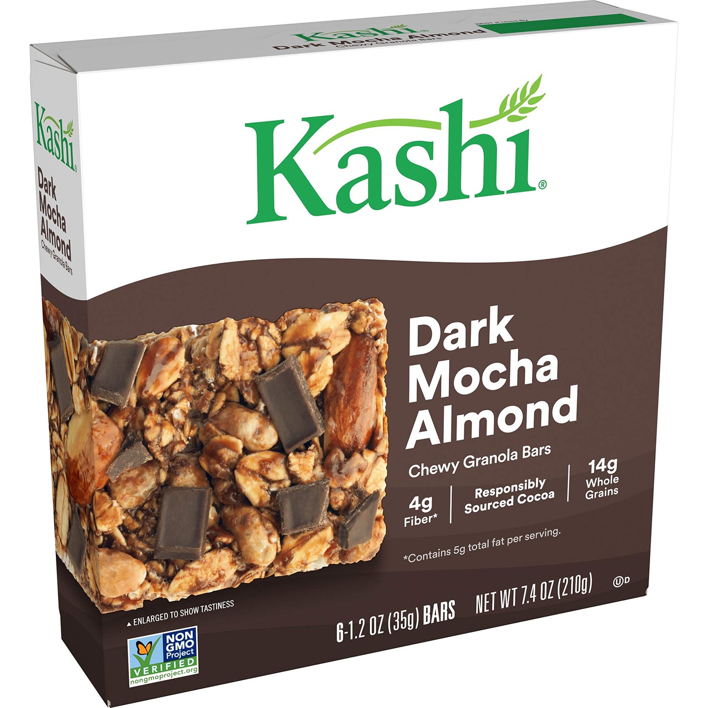 Kashi Chewy Dark Mocha Almond Granola Bars - Vegan, Non-GMO Project Verified, 7.4 Oz (Box of 6)