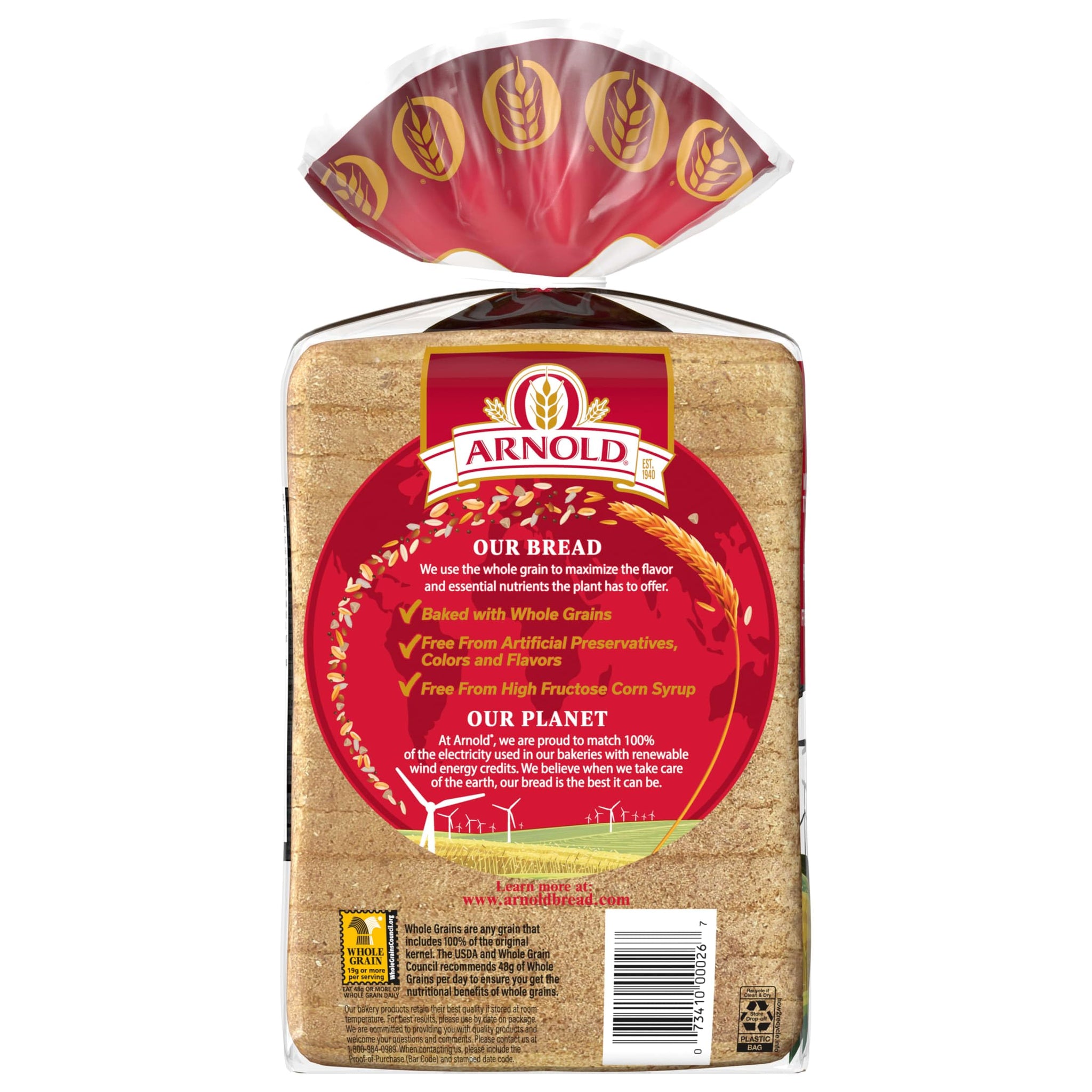 Arnold Whole Grains 12 Grains and Seeds Whole Grain Bread, Bread Free From Artificial Colors, Flavors and Preservatives, 24 oz Loaf