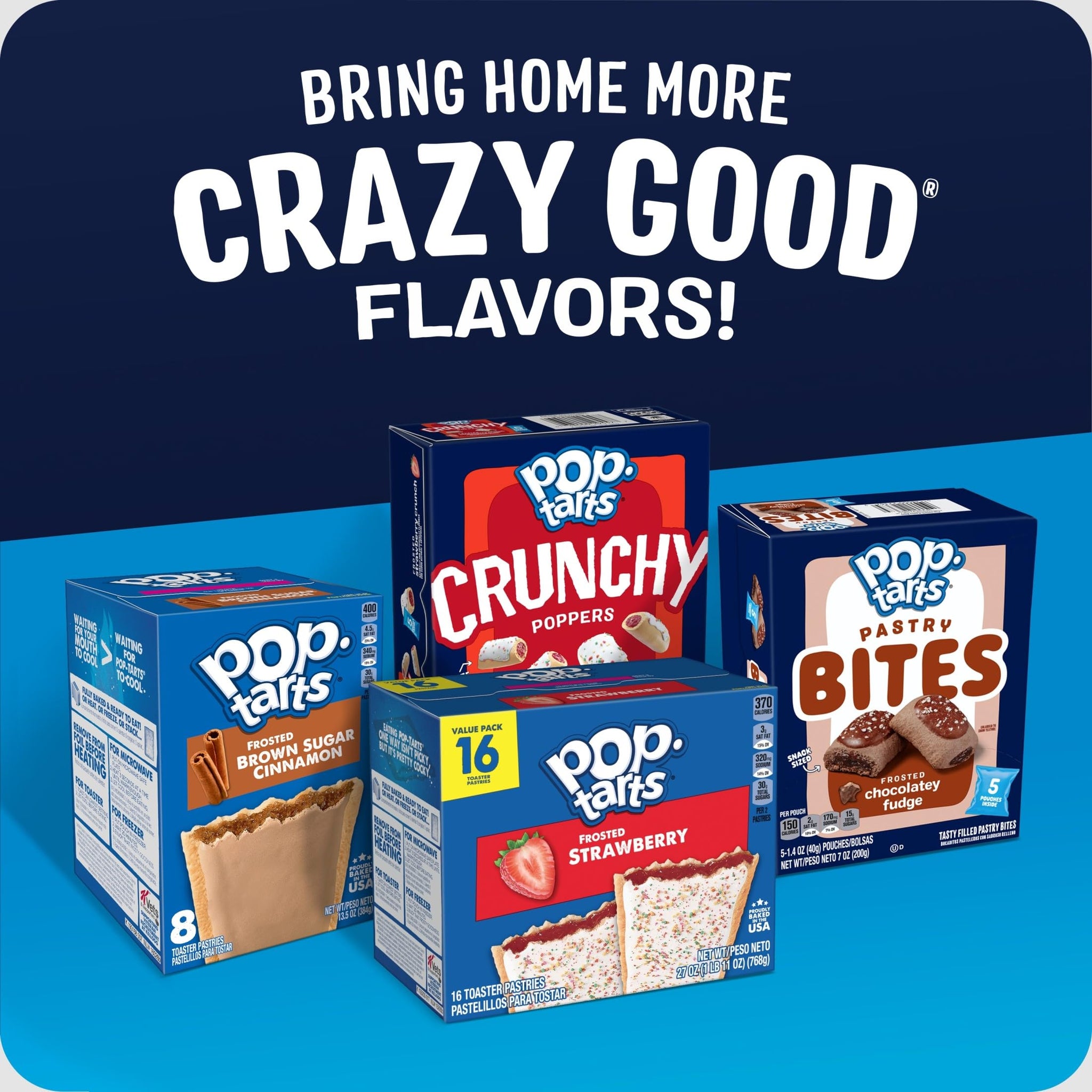 Pop-Tarts Baked Pastry Bites, Kids Snacks, School Lunch, Frosted Strawberry (5 Boxes, 25 Pouches)