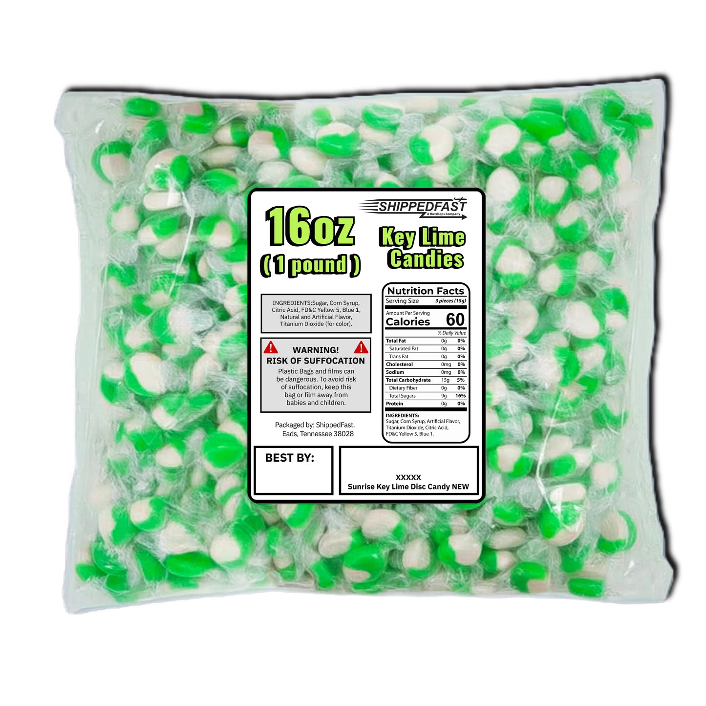 Key Lime Disc. Classic Candies. Individually Wrapped Hard Candy (1 Pound Bag). Net Wt. 16oz.