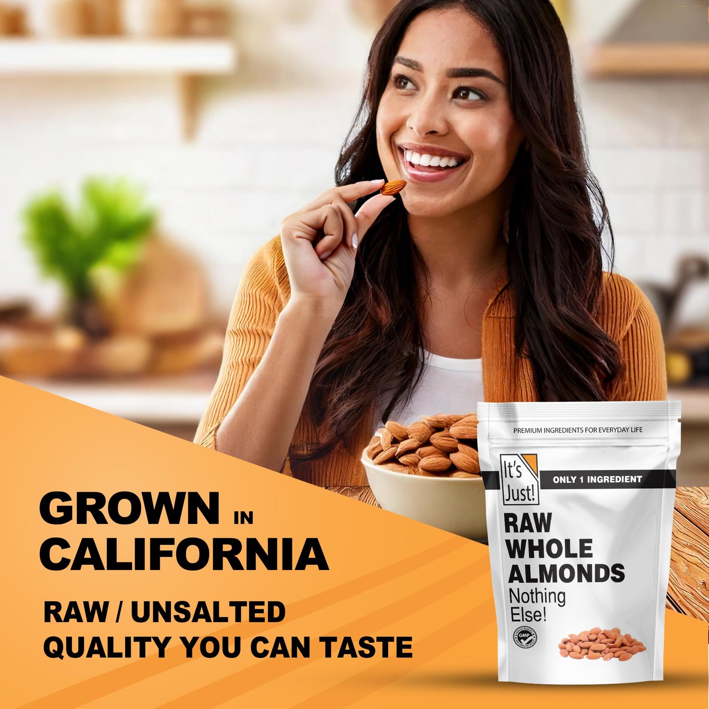 It's Just! Raw Whole Almonds - Unsalted, Premium Quality, Grown in California - 32oz (2lbs)