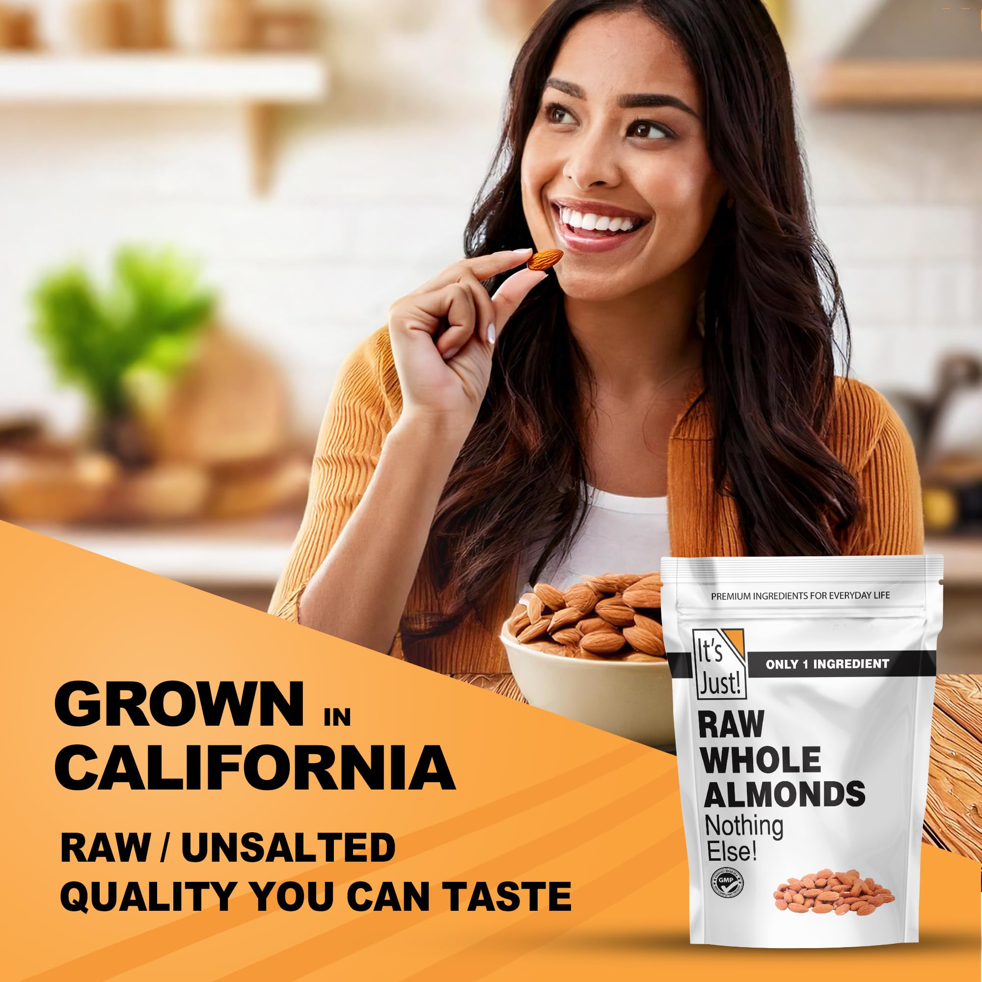 It's Just! Raw Whole Almonds - Unsalted, Premium Quality, Grown in California - 32oz (2lbs)