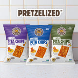 PRETZELIZED Snacks Pretzel Pita Chips Variety Pack (Pack of 4) 2 Sea Salt, 1 Everything, 1 Mediterranean MultiPack